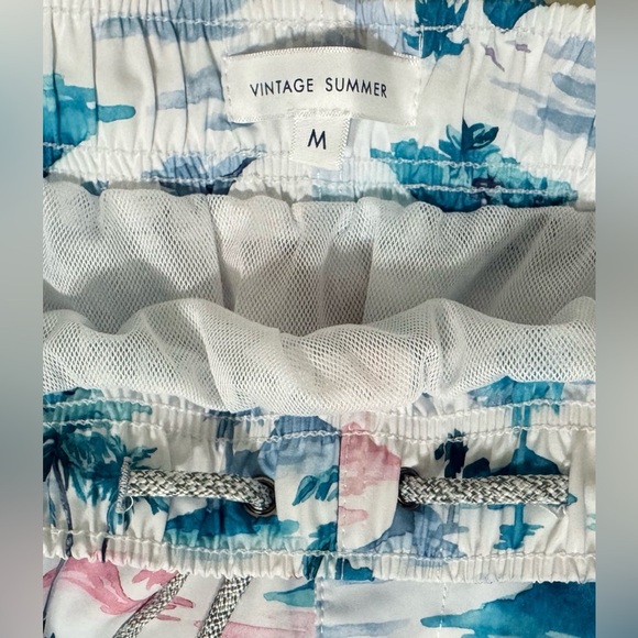 VINTAGE SUMMER 4-Way Stretch Volley Swim Trunk Shorts Tropical Men’s Medium NWT - Picture 3 of 12